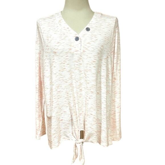 Lane Bryant Tie-Front Hacci Top‎ Button Detail Pink 14/16 - Picture 2 of 9